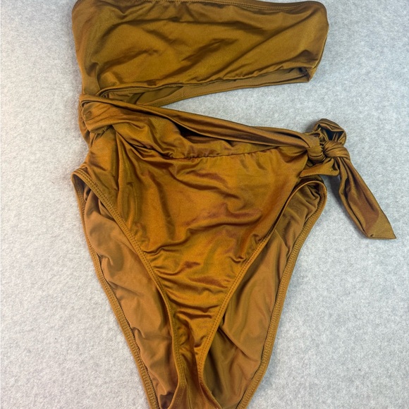 Good American Other - Good American bandeau shine side tie one-piece swimsuit 2